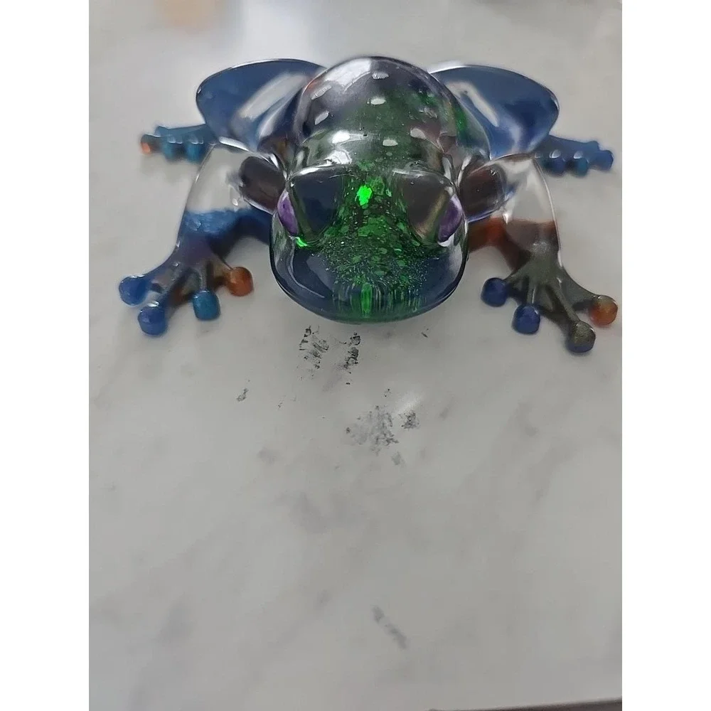 Resin Frog Home Decor Figure Handmade 717 Green Blue